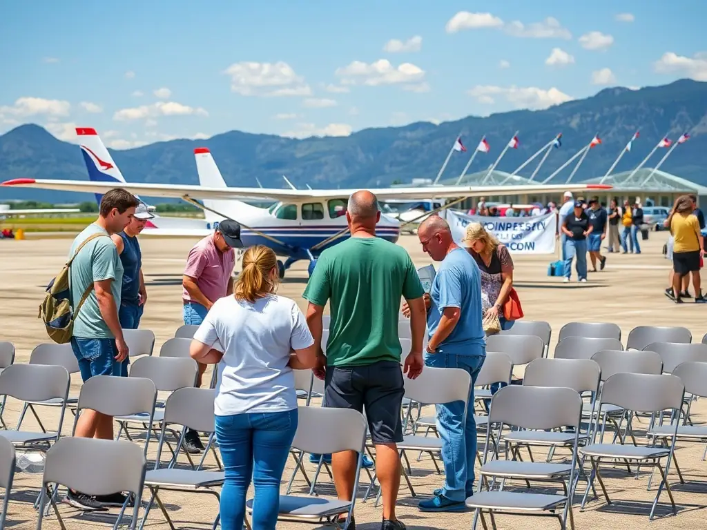 A photograph of a group of volunteers setting up for an outdoor music event, showcasing the collaborative effort and community involvement in HIGHNOON's activities.